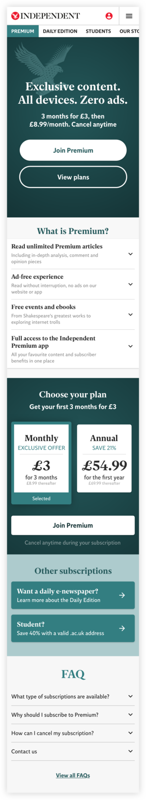 Selling page mobile