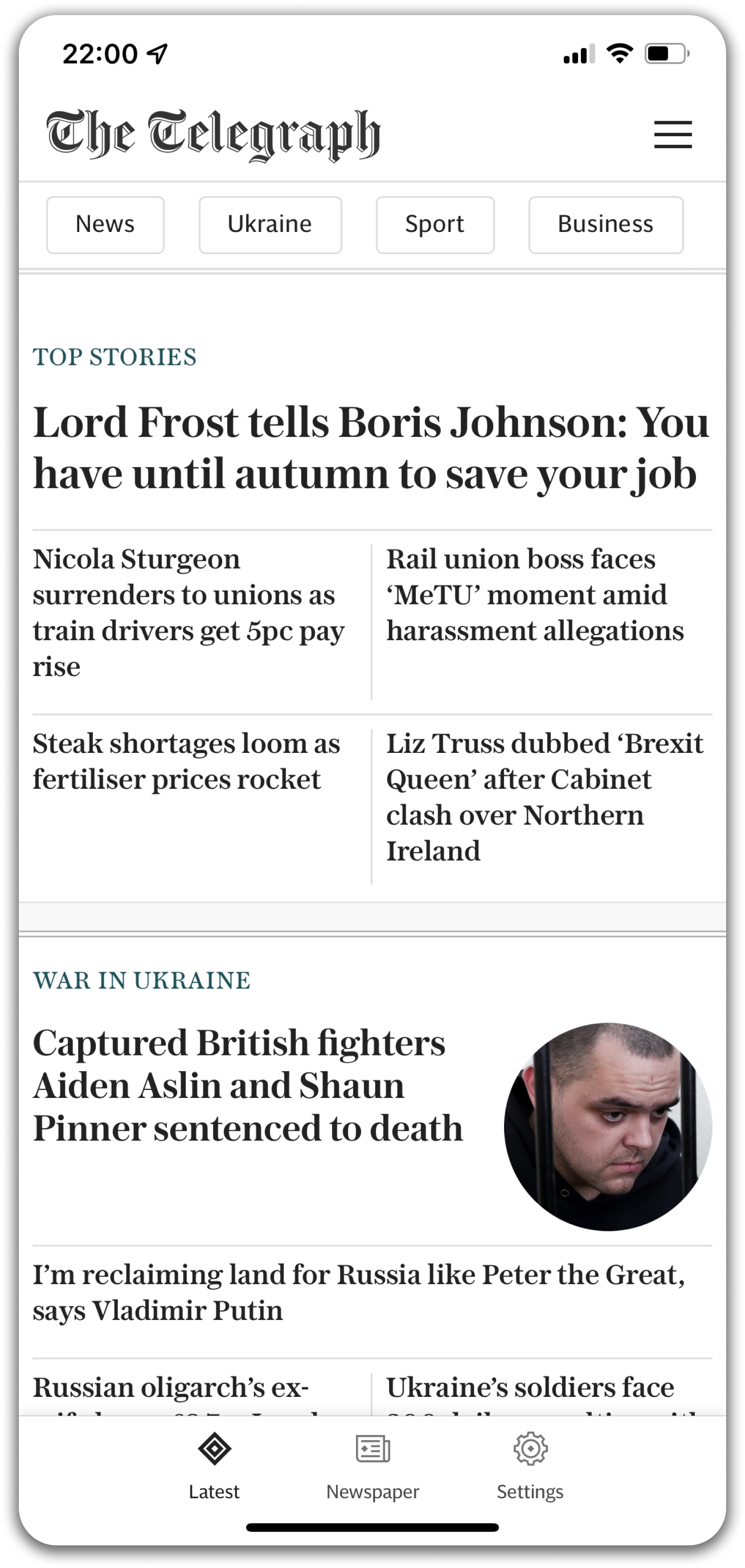 Telegraph app screen 1