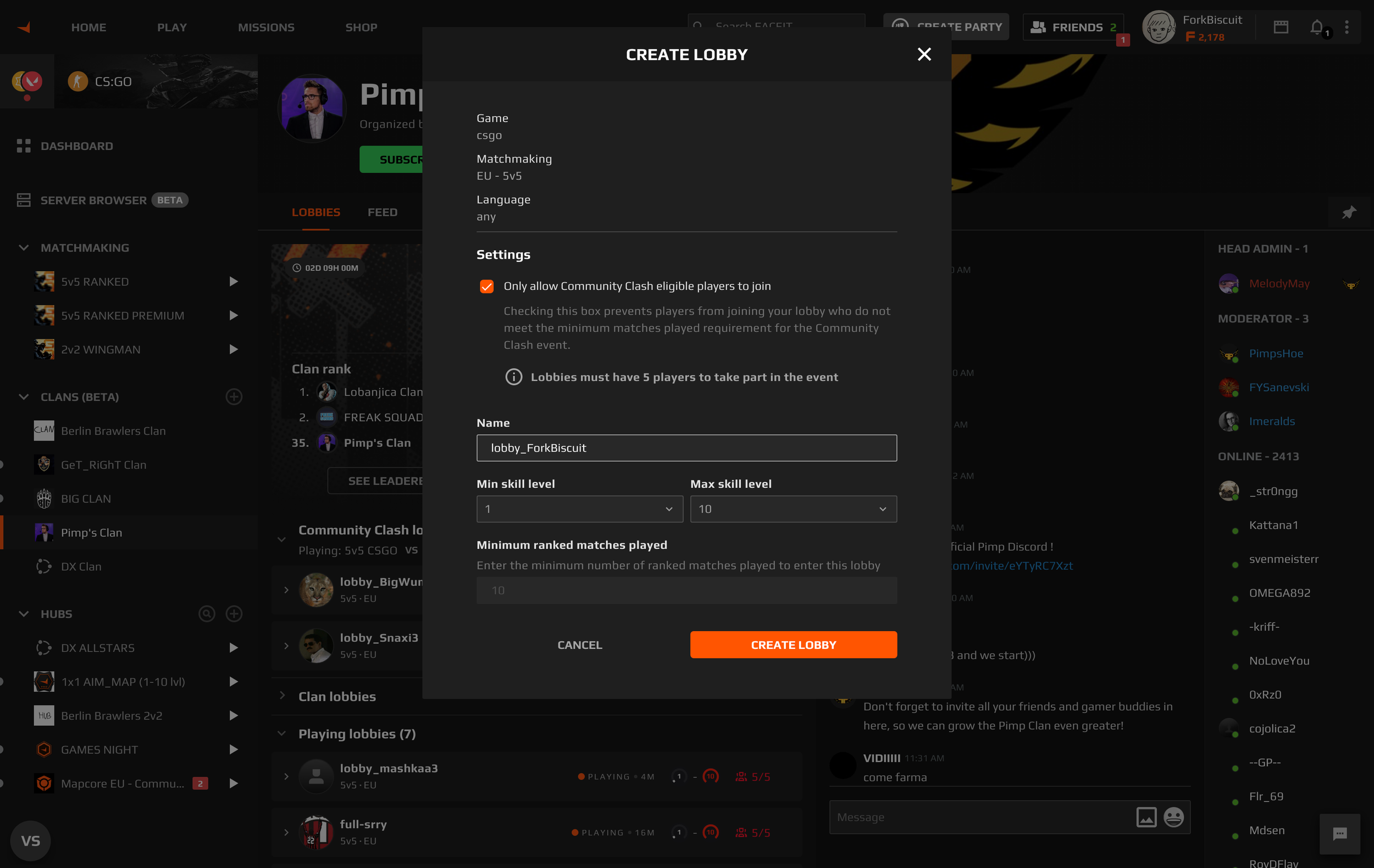 Updated modal